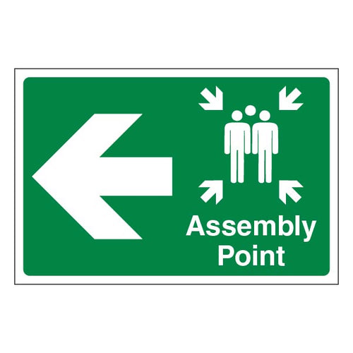 Assembly Point Left Safety Sign Large Landscape For Staff