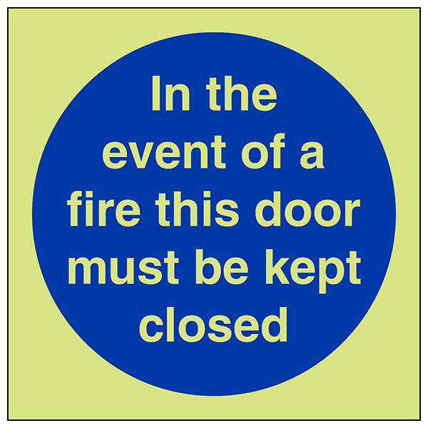 Glow In Dark Compliant Fire Door Safety Sign For Business