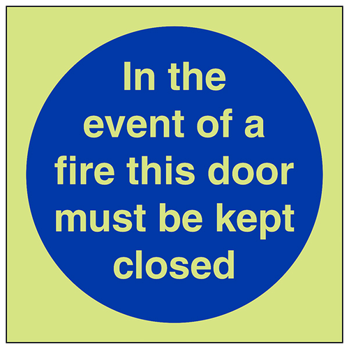 Glow In Dark Compliant Fire Door Safety Sign For Business