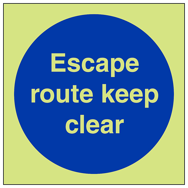 GITD Escape Route Keep Clear Safety Sign For Business