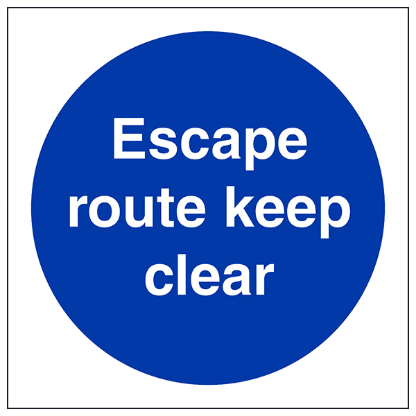 Escape Route Keep Clear Safety Sign For Business Compliant