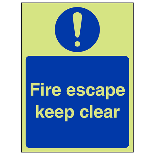 GITD Fire Escape Keep Clear Safety Sign Compliant Essential