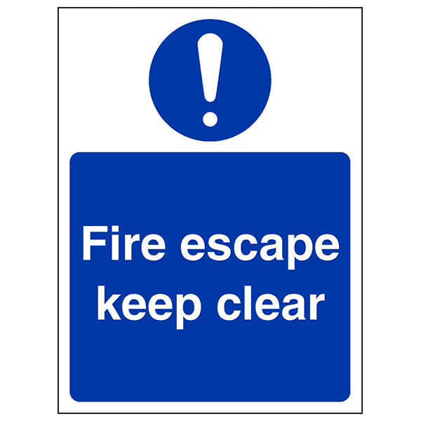 Fire Escape Keep Clear Safety Sign Compliant For Businesses