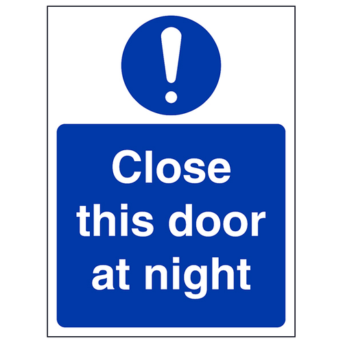Close This Door At Night Safety Sign Fire Door For Business