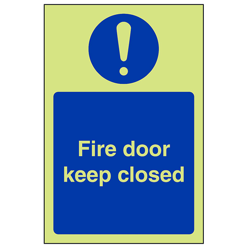 GITD Glow In The Dark Fire Door Safety Sign For Businesses