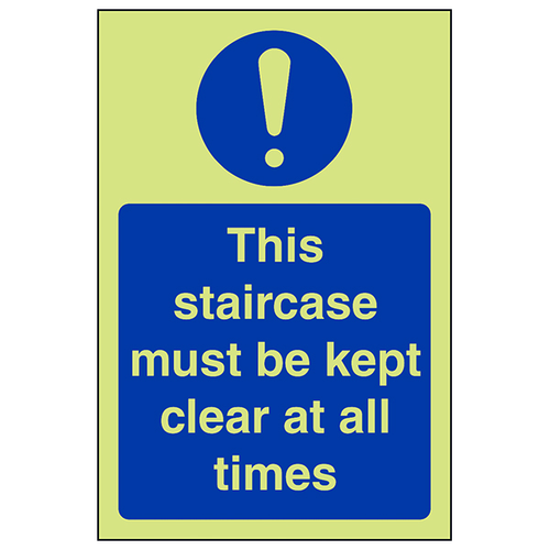 Glow In The Dark Staircase Kept Clear Safety Sign Workplace