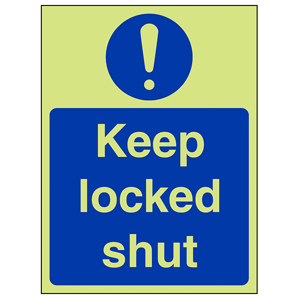 GITD Keep Locked Shut Safety Sign For Fire Door Compliance