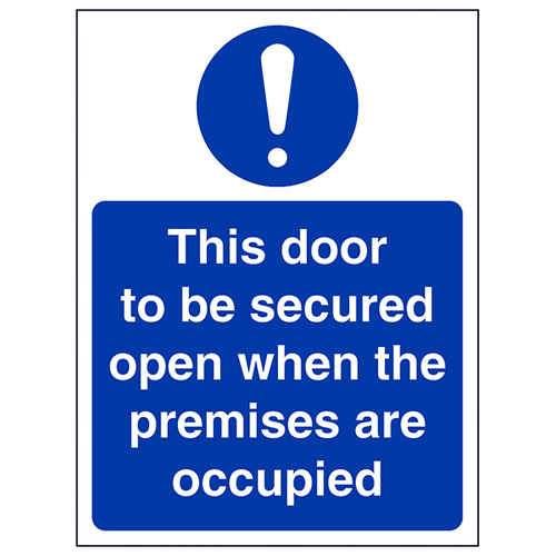 Fire Door Safety Sign Open When Occupied For Businesses