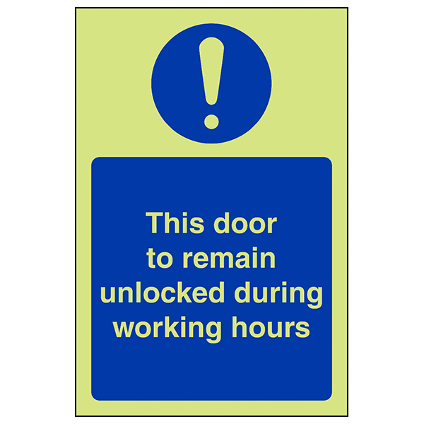Glow In The Dark Fire Door Safety Sign For Business