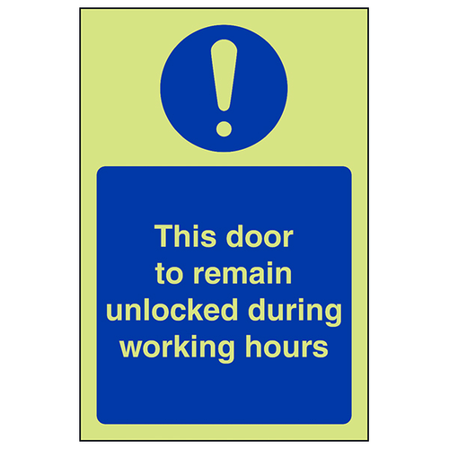 Glow In The Dark Fire Door Safety Sign For Business