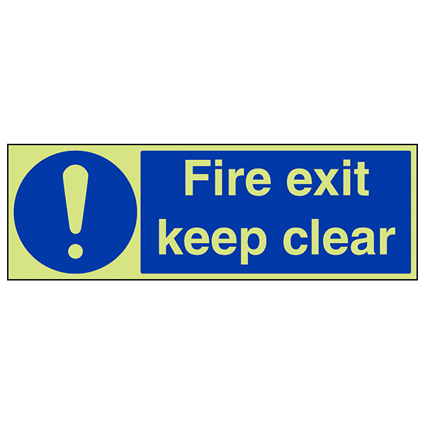 GITD Fire Exit Keep Clear Safety Sign For Commercial Use