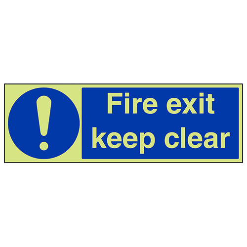GITD Fire Exit Keep Clear Safety Sign For Commercial Use