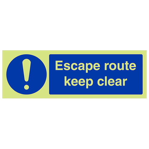 GITD Escape Route Keep Clear Safety Sign For Commercial