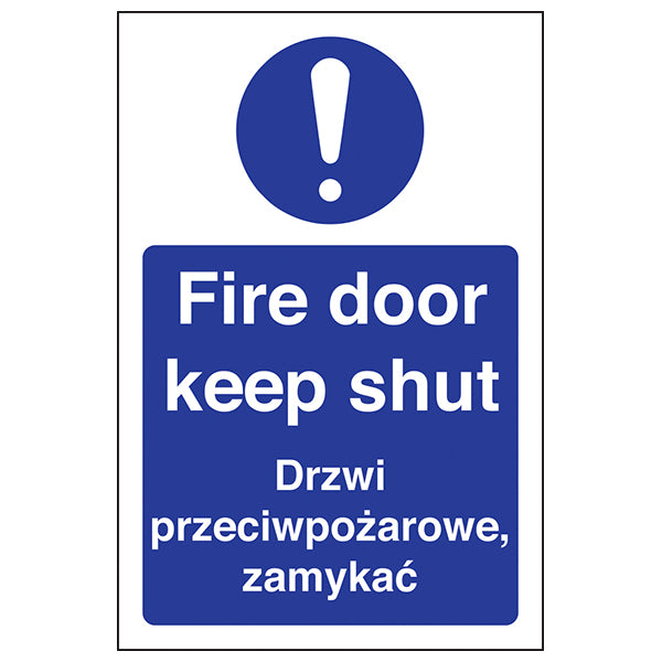 Bilingual Fire Door Keep Shut Safety Sign Compliance