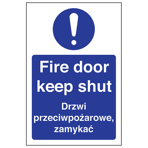 Bilingual Fire Door Keep Shut Safety Sign Compliance
