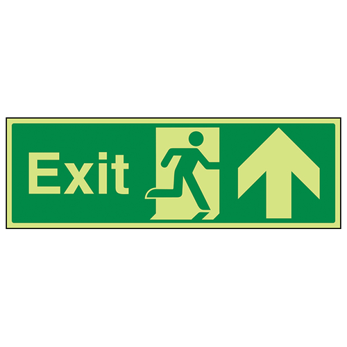 GITD Exit Arrow Up Safety Sign Glow Compliant For Facility