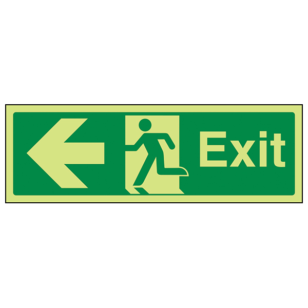 Exit Arrow Left Safety Sign Photoluminescent For Workplace