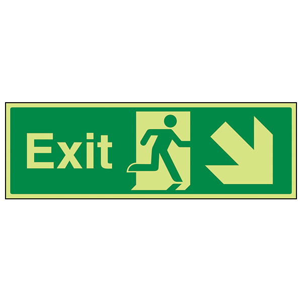 Glow In The Dark Exit Arrow Safety Sign For Workplace