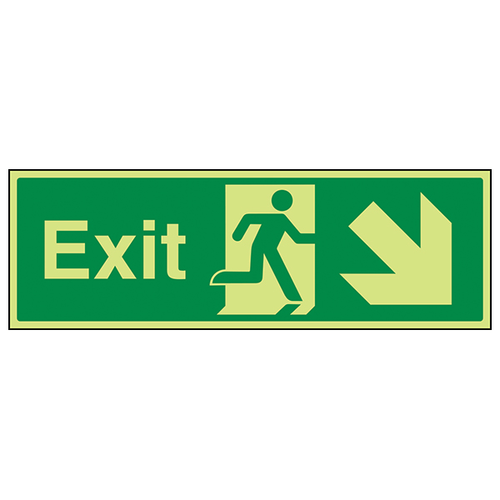 Glow In The Dark Exit Arrow Safety Sign For Workplace