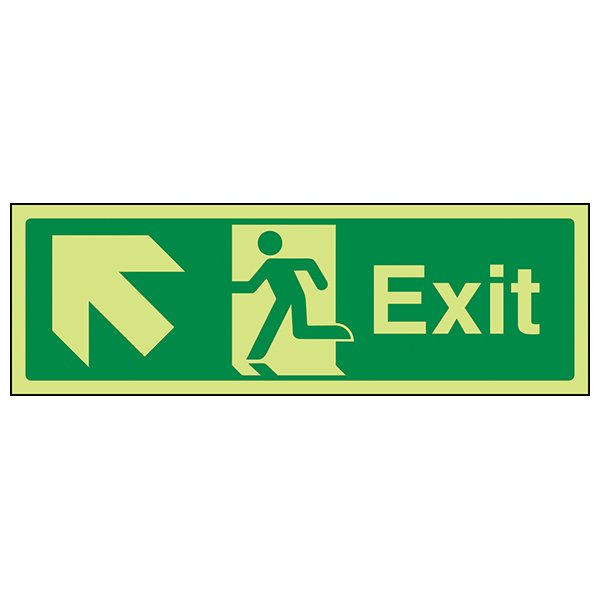 Glow Exit Arrow Up Left Reliable Safety Sign For Buildings