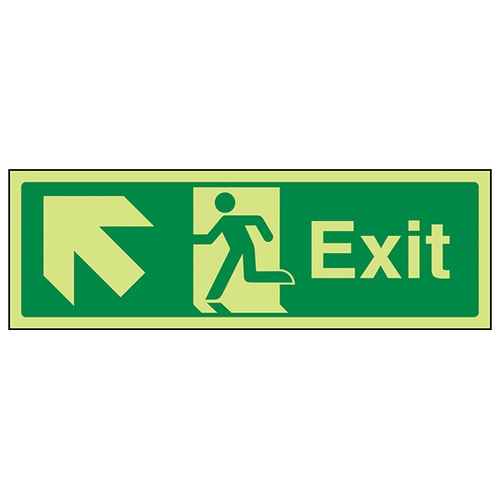 Glow Exit Arrow Up Left Reliable Safety Sign For Buildings