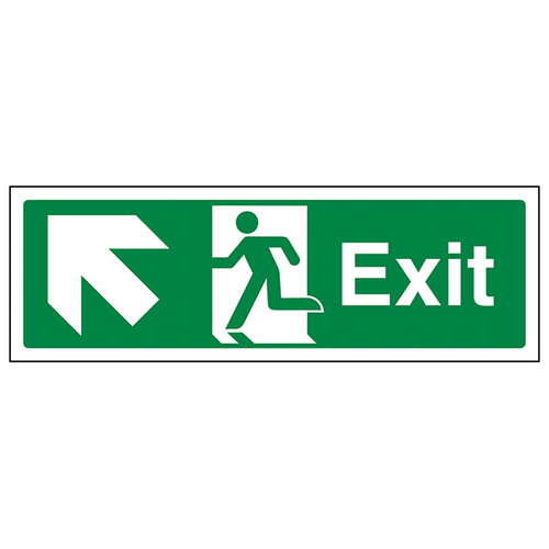 Exit Arrow Up Left Safety Sign Visible Emergency For Office