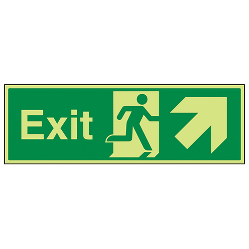 Glow In The Dark Exit Arrow Up Right Safety Sign For Staff