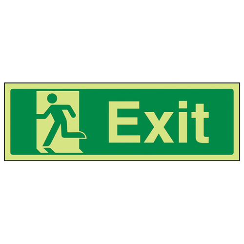 Glow In The Dark Exit Running Man Left Safety Sign Facility
