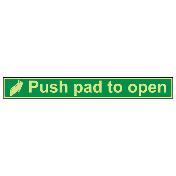 GITD Push Pad To Open Safety Sign Glow Compliant For Exits