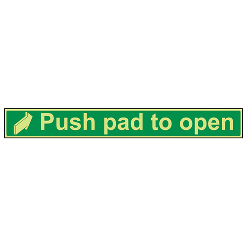 GITD Push Pad To Open Safety Sign Glow Compliant For Exits