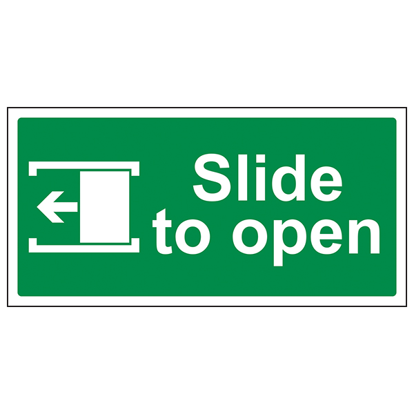 Slide To Open Left Safety Sign Emergency For Staff Use