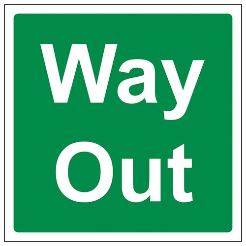 Way Out Safety Sign Square Compliant Durable For Workplaces