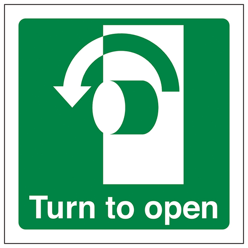 Turn To Open Anti Clockwise Safety Sign For Workplaces