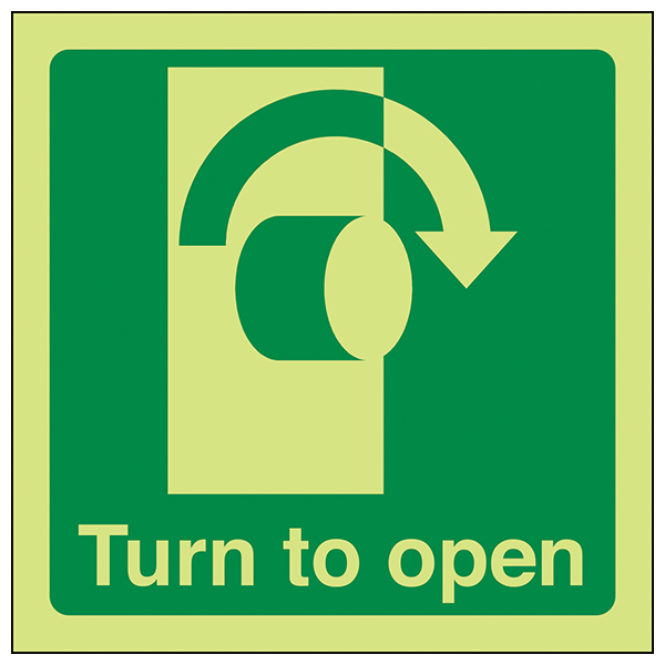 GITD Turn To Open Safety Sign Durable Emergency High Vis