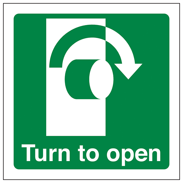 Turn To Open Clockwise Safety Sign Compliant For Facilities