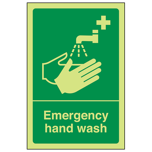 Gitd Emergency Hand Wash Safety Sign Photoluminescent Staff