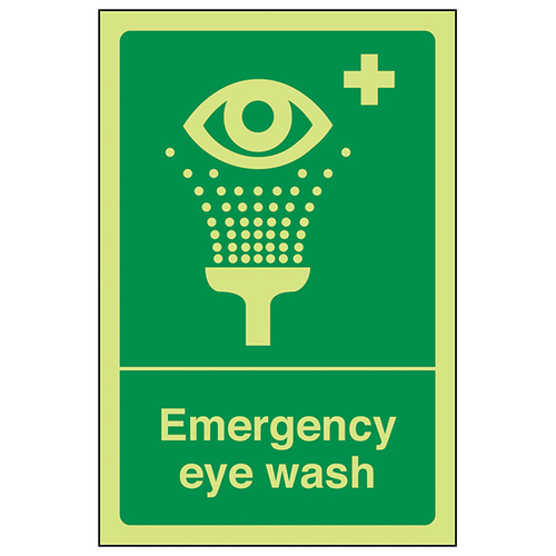 GITD Emergency Eye Wash Safety Sign Photoluminescent Staff