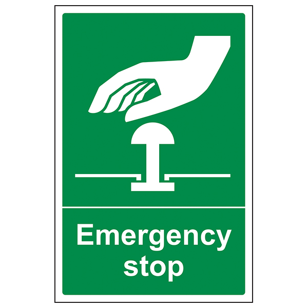 Emergency Stop Safety Sign Certified Workplace Protection