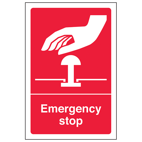 Emergency Stop Safety Sign Compliant Protects Employees