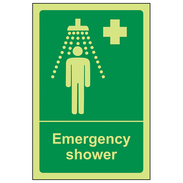 GITD Emergency Shower Safety Sign Photoluminescent Worksites