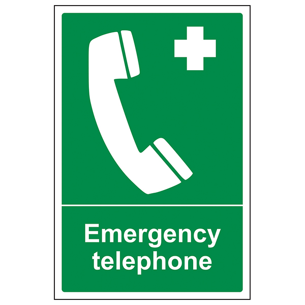 Emergency Telephone Safety Sign For Workplace Fast Location