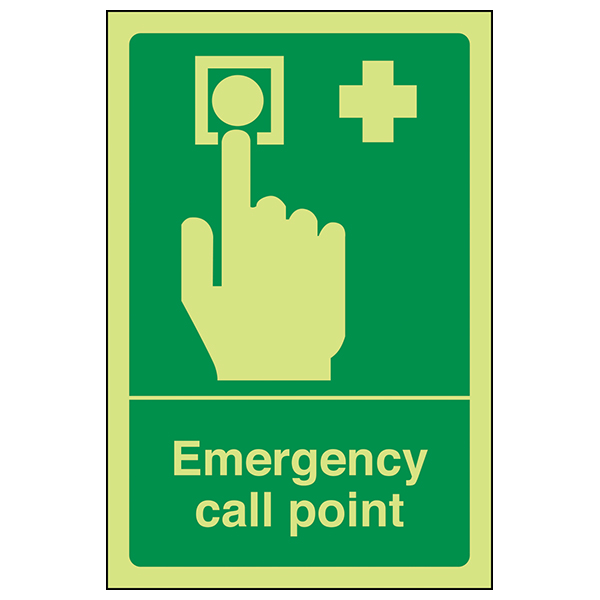 GITD Glow Emergency Call Point Safety Sign For Staff
