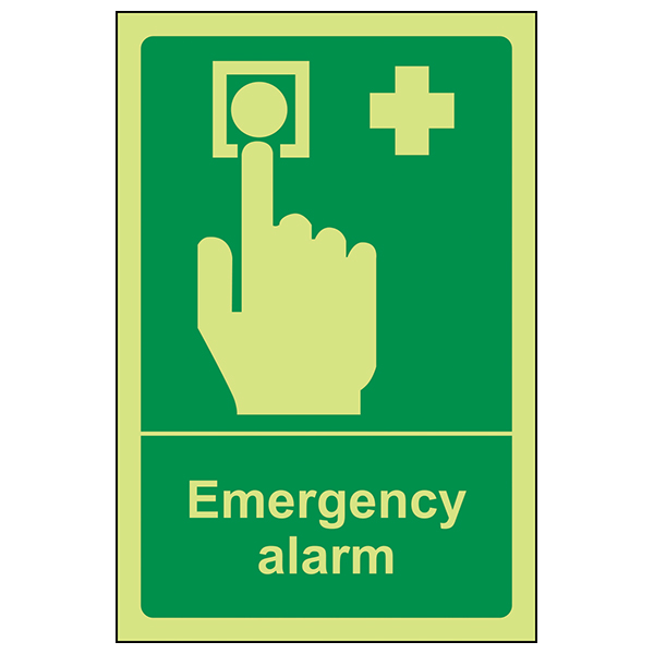 GITD Emergency Alarm Safety Sign Photoluminescent For Staff