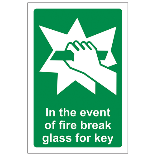 Break Glass For Key Safety Sign Emergency For Workplace