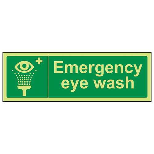 GITD Emergency Eye Wash Safety Sign Glow Durable For Staff