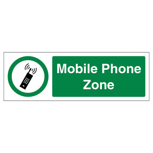 Mobile Phone Zone Safety Sign Clear Designated Area Staff