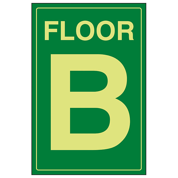 GITD Floor B Safety Sign Glow In Dark Visible For Buildings