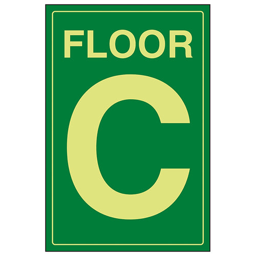 GITD Floor C Safety Sign Glow In The Dark For Staff Visitors