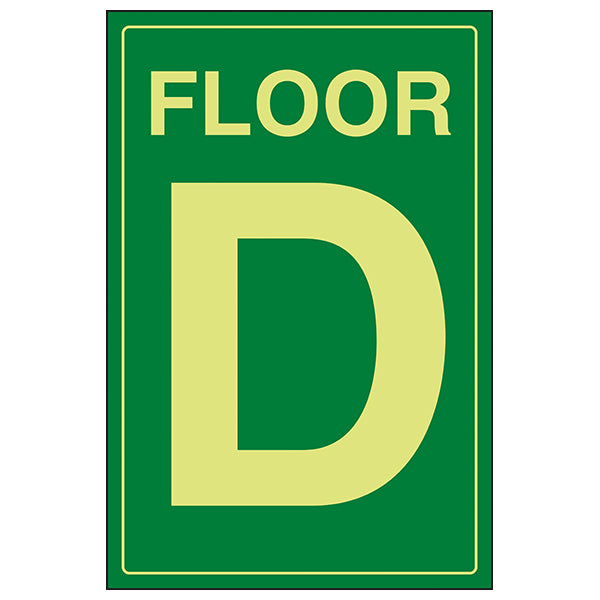 GITD Floor D Glow In Dark Safety Sign For Facilities