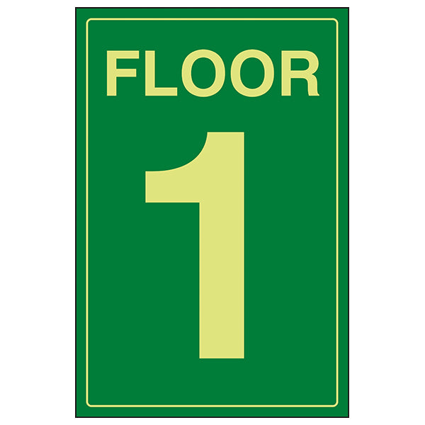 GITD Floor 1 Glow In Dark Safety Sign For Buildings